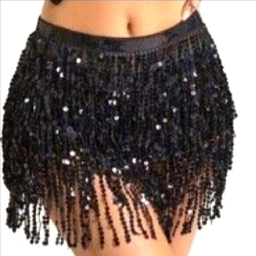 Fringe Studio Black Sequin Mini Skirt